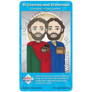 St Cosmas and St Damian Character Virtue Card
